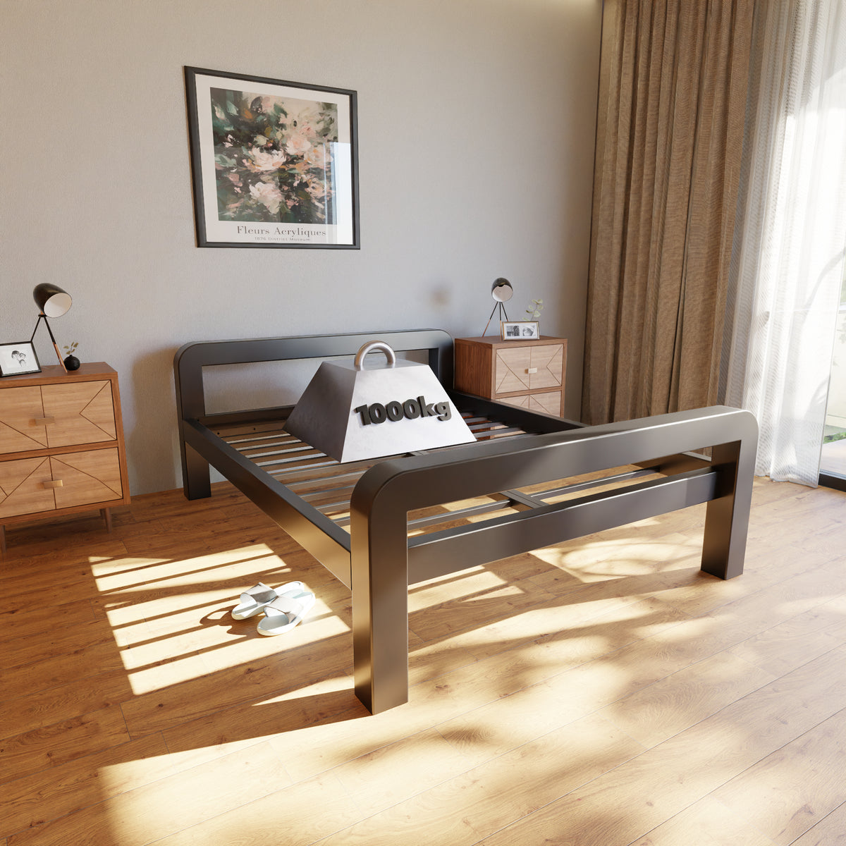 Kovová posteľ Ryka Round otvorená (profil 120 x 120 mm)