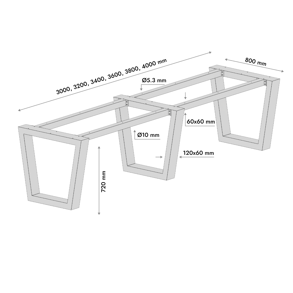 Metalen Tafelpoot Atria Extreme Long