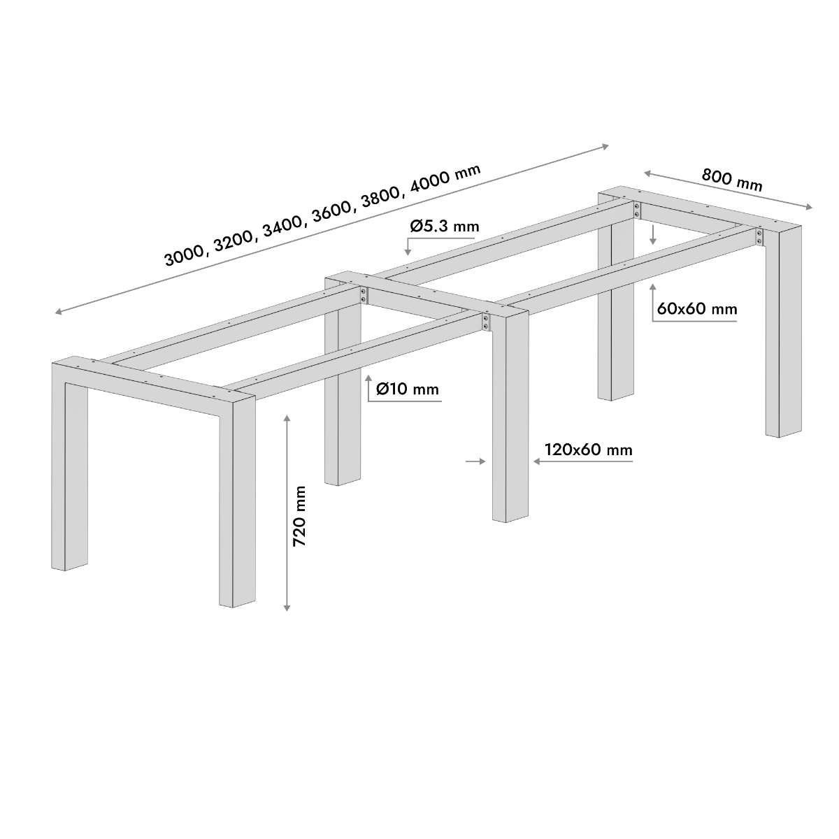 Metalen Tafelpoot Etamin Extreme Long