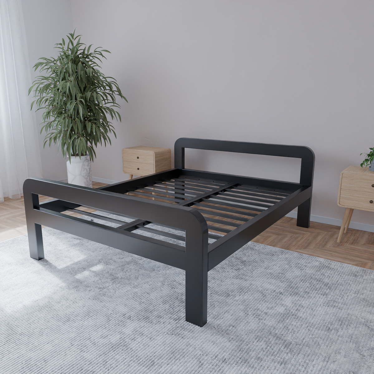 Kovová posteľ Ryka Round otvorená (profil 120 x 60 mm)