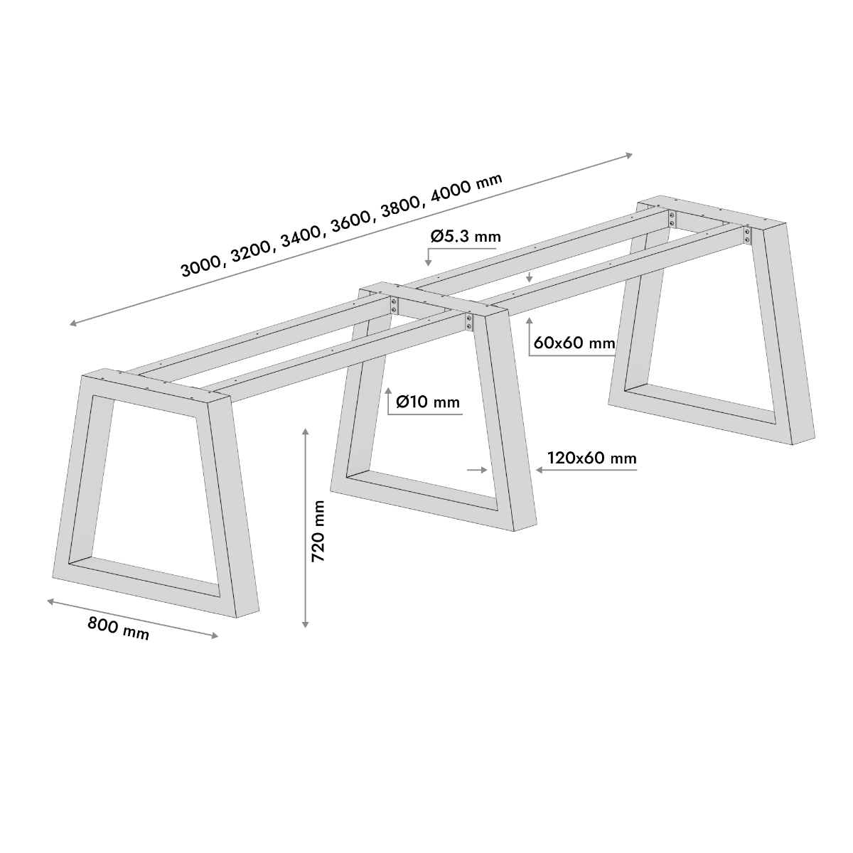 Metalen Tafelpoot Nemesis Extreme Long