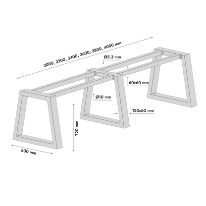 Metalen Tafelpoot Nemesis Extreme Long