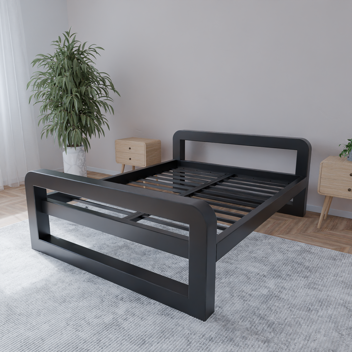 Kovová posteľ Ryka Round uzavretá (profil 120 x 120 mm)