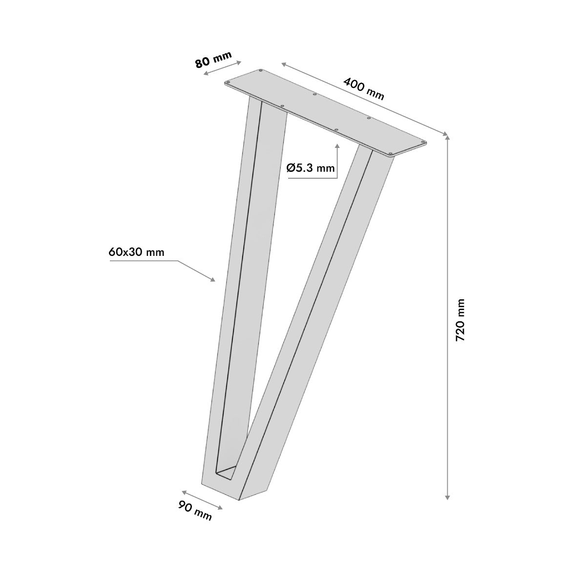4x Metalen Tafelpoot Kentucky